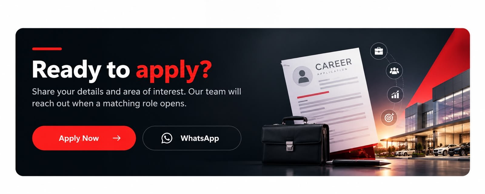Ready to apply? Share your details and area of interest. Our team will reach out when a matching role opens.